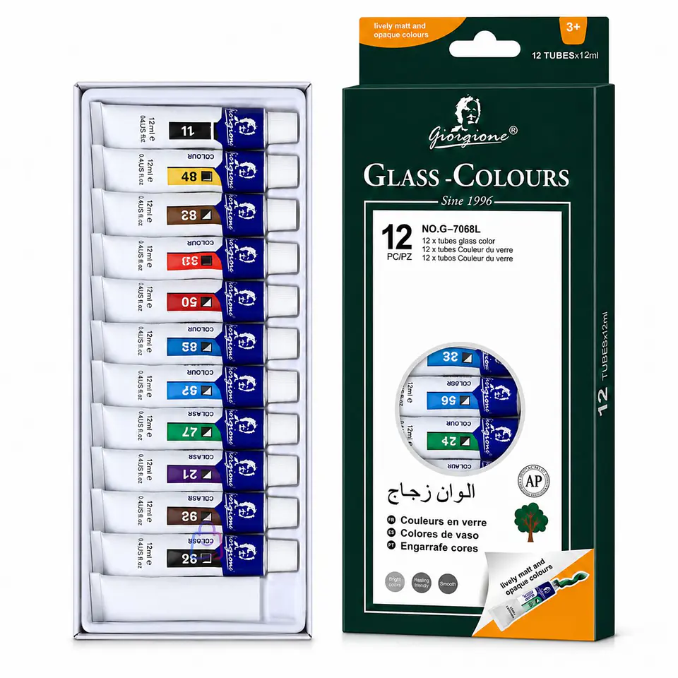 Pintura Para Vidrio 12 Colores 12ml Manualidades - PS 5