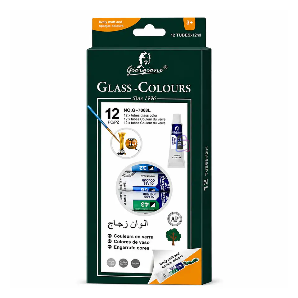 Pintura Para Vidrio 12 Colores 12ml Manualidades - PS 6
