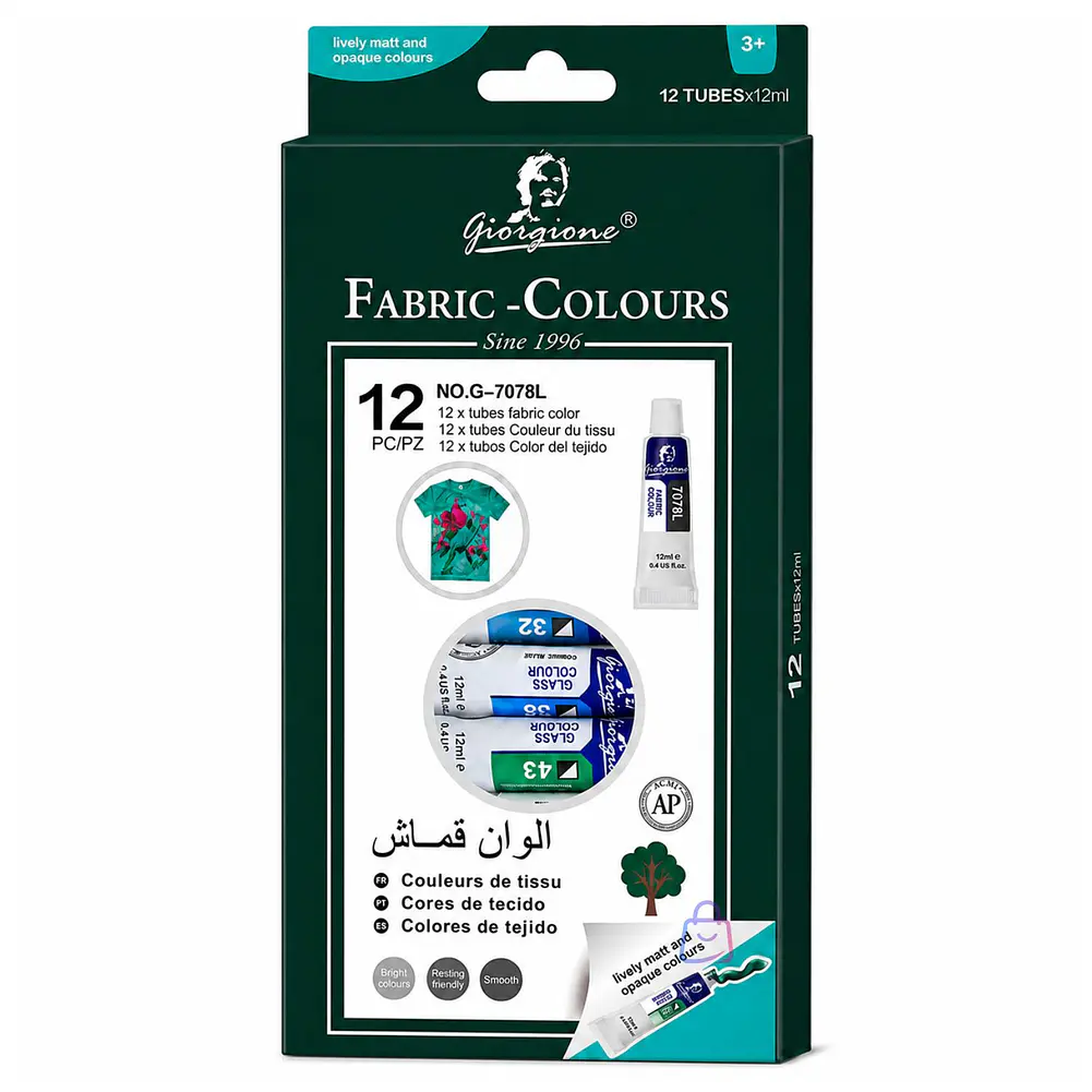 Pintura Para Tela Set 12 Colores 12ml Textil - PS 4