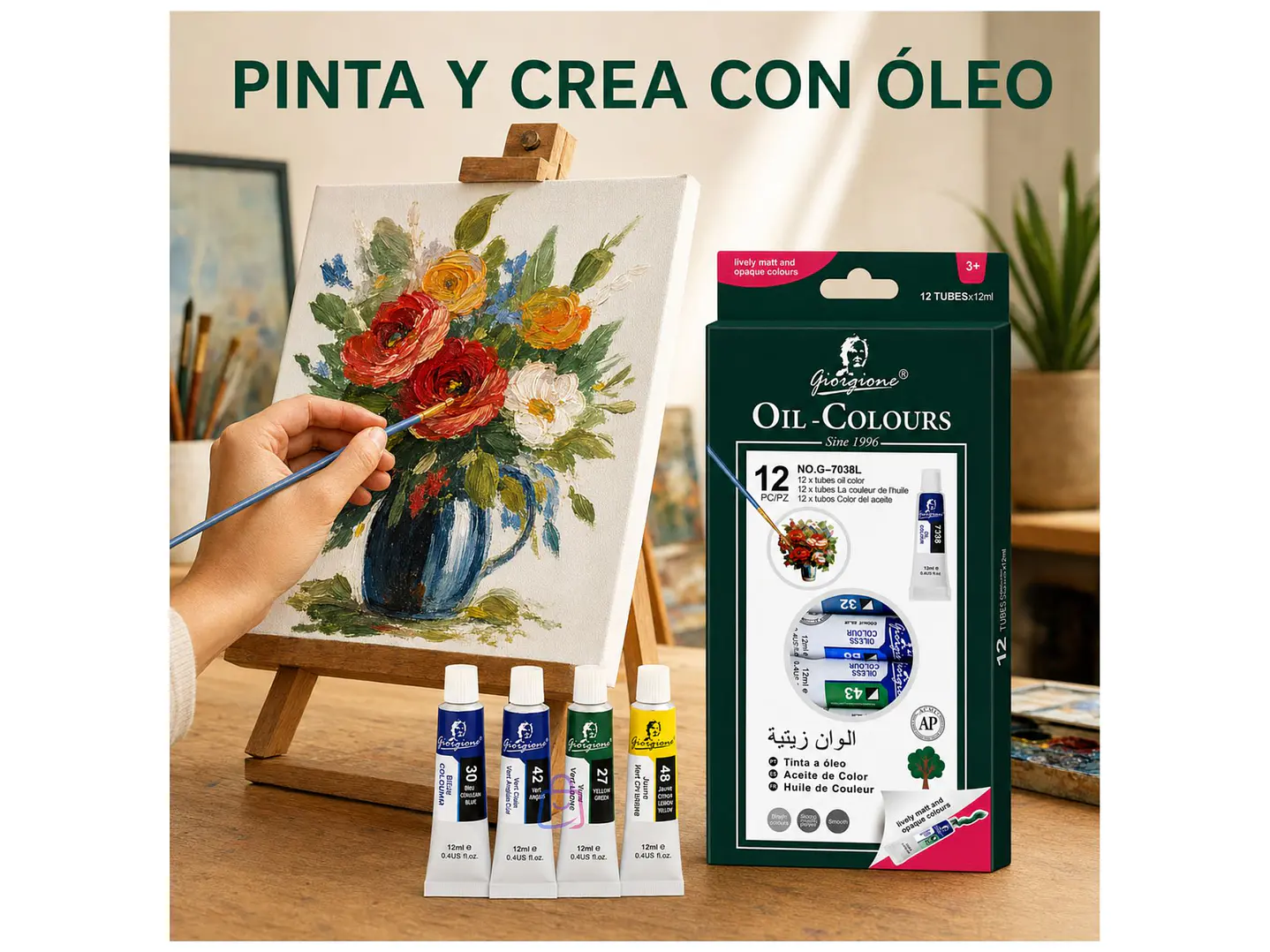 Pintura Óleo Set 12 Colores 12ml Para Lienzo - PS 2