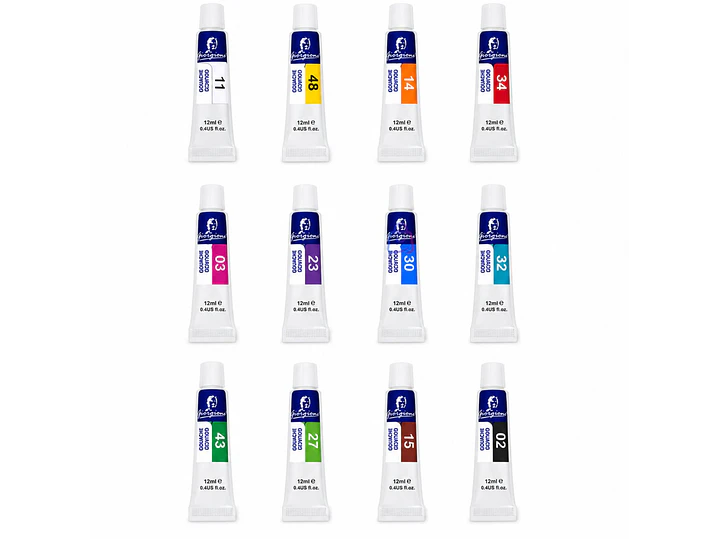 Pintura Gouache Set 12 Colores 12ml Arte Escolar - PS 1