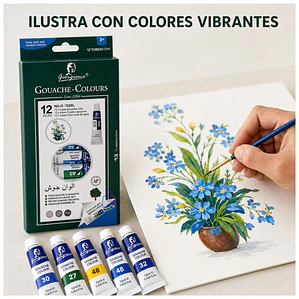 Pintura Gouache Set 12 Colores 12ml Arte Escolar - PS