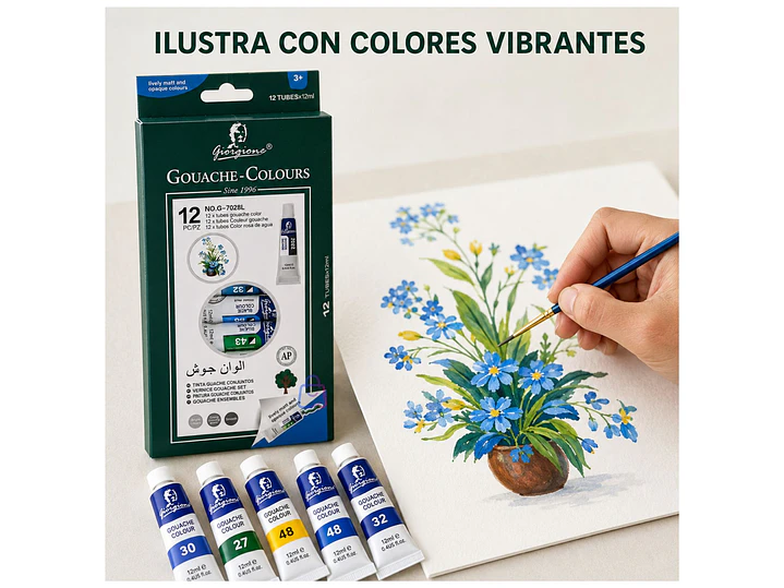 Pintura Gouache Set 12 Colores 12ml Arte Escolar - PS 2