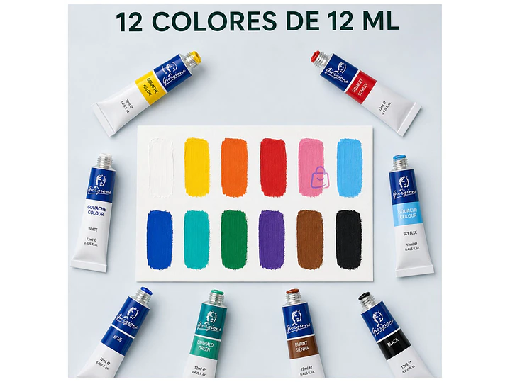 Pintura Gouache Set 12 Colores 12ml Arte Escolar - PS 3