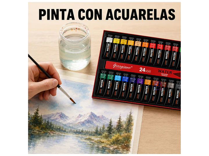 Pintura Acuarela 24 Colores 12ml Premium - PS 2