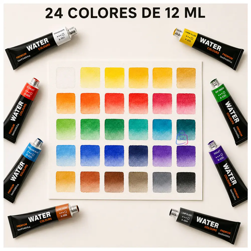 Pintura Acuarela 24 Colores 12ml Premium - PS 3