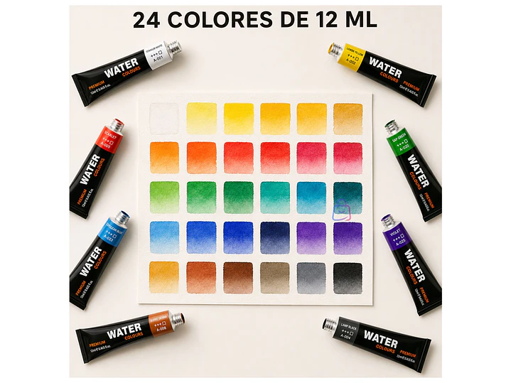 Pintura Acuarela 24 Colores 12ml Premium - PS 3