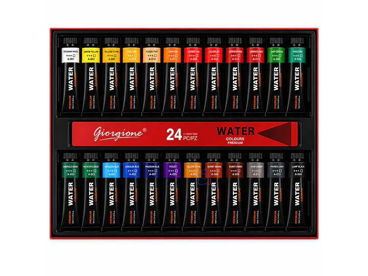 Pintura Acuarela 24 Colores 12ml Premium - PS 4