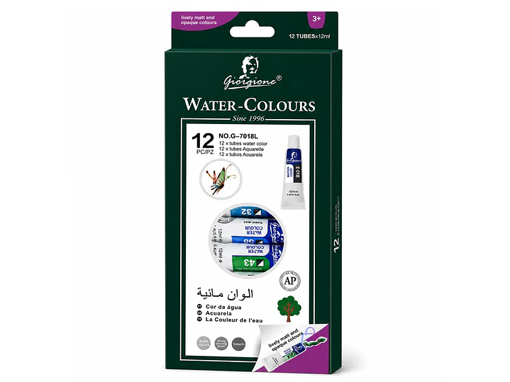 Pintura Acuarela 12 Colores 12ml Arte Escolar - PS 4