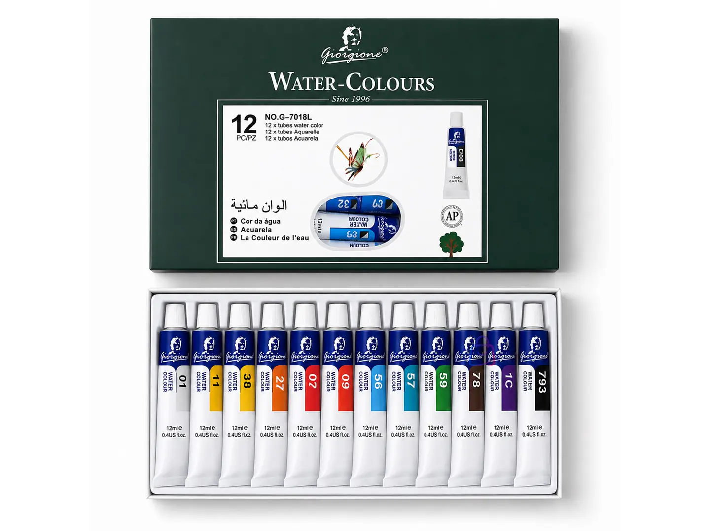 Pintura Acuarela 12 Colores 12ml Arte Escolar - PS 3