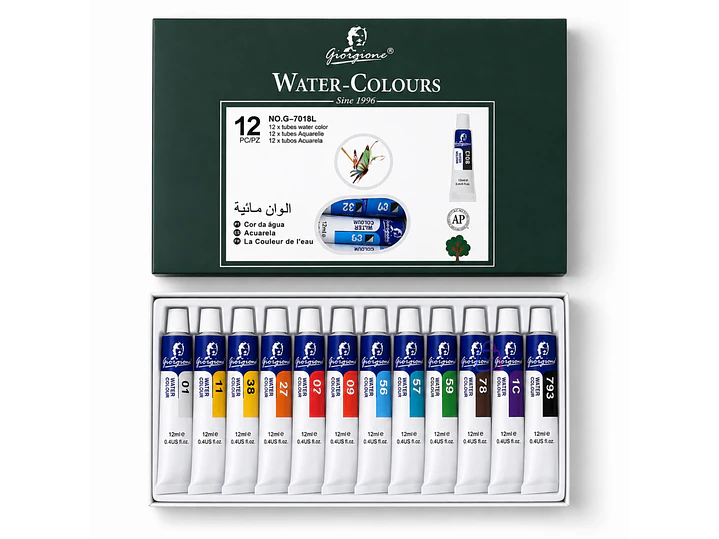 Pintura Acuarela 12 Colores 12ml Arte Escolar - PS 3