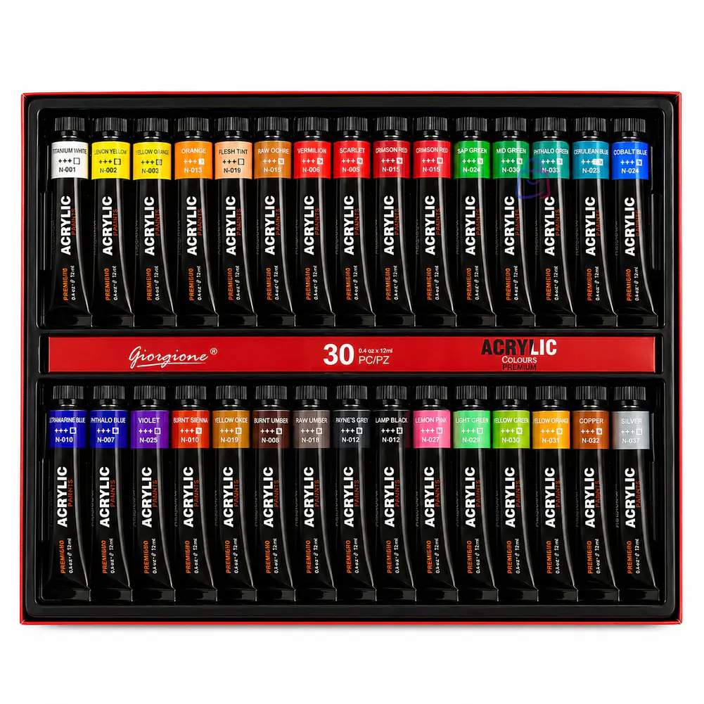Pintura Acrílica 30 Colores 12ml Premium - PS 1