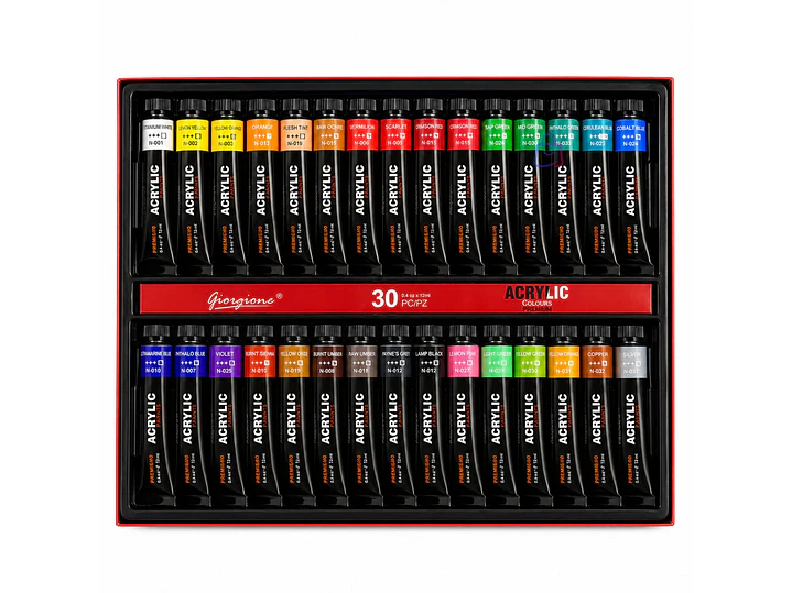 Pintura Acrílica 30 Colores 12ml Premium - PS 1