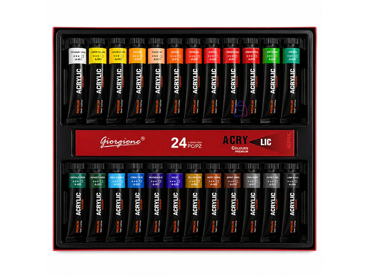 Set Pintura Acrílica 24 Colores 12ml Arte - PS 1