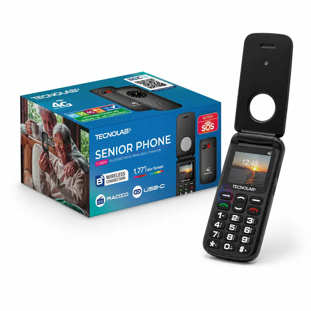 Celular Senior 4G Liberado Flip SOS Adulto Mayor Color - PS 4