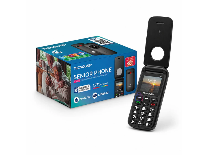 Celular Senior 4G Liberado Flip SOS Adulto Mayor Color - PS 4