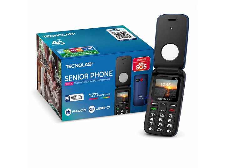 Celular Senior 4G Liberado Flip SOS Adulto Mayor Color - PS 8