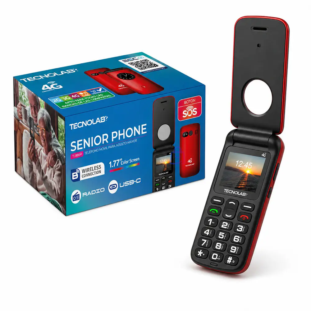 Celular Senior 4G Liberado Flip SOS Adulto Mayor Color - PS 12