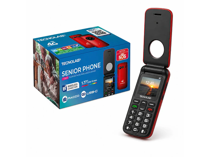 Celular Senior 4G Liberado Flip SOS Adulto Mayor Color - PS 12