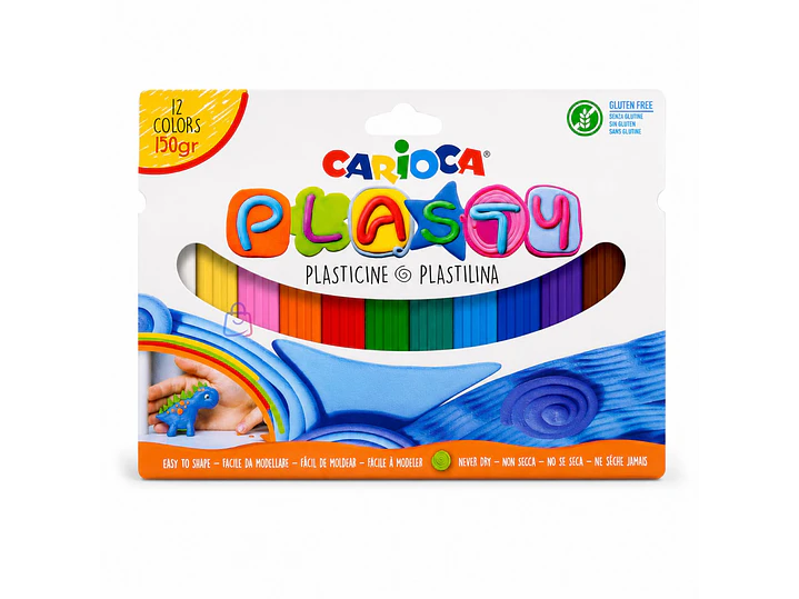 Plastilina Carioca Plasty 12 Colores 150g Sin Gluten - PS 2