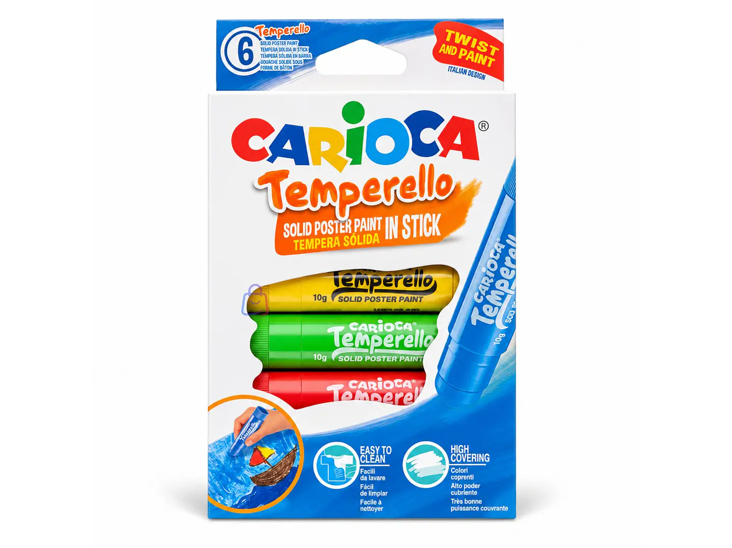 Témperas Sólidas Carioca Temperello 6 Colores Lavables - PS 4