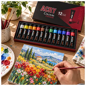 Pintura Acrílica 12 Colores 12ml Premium - PS