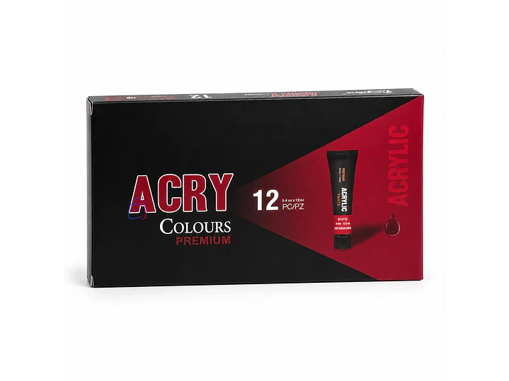 Pintura Acrílica 12 Colores 12ml Premium - PS 4