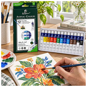 Set Pintura Acrílica 12 Colores 12ml Escolar No Tóxica - PS
