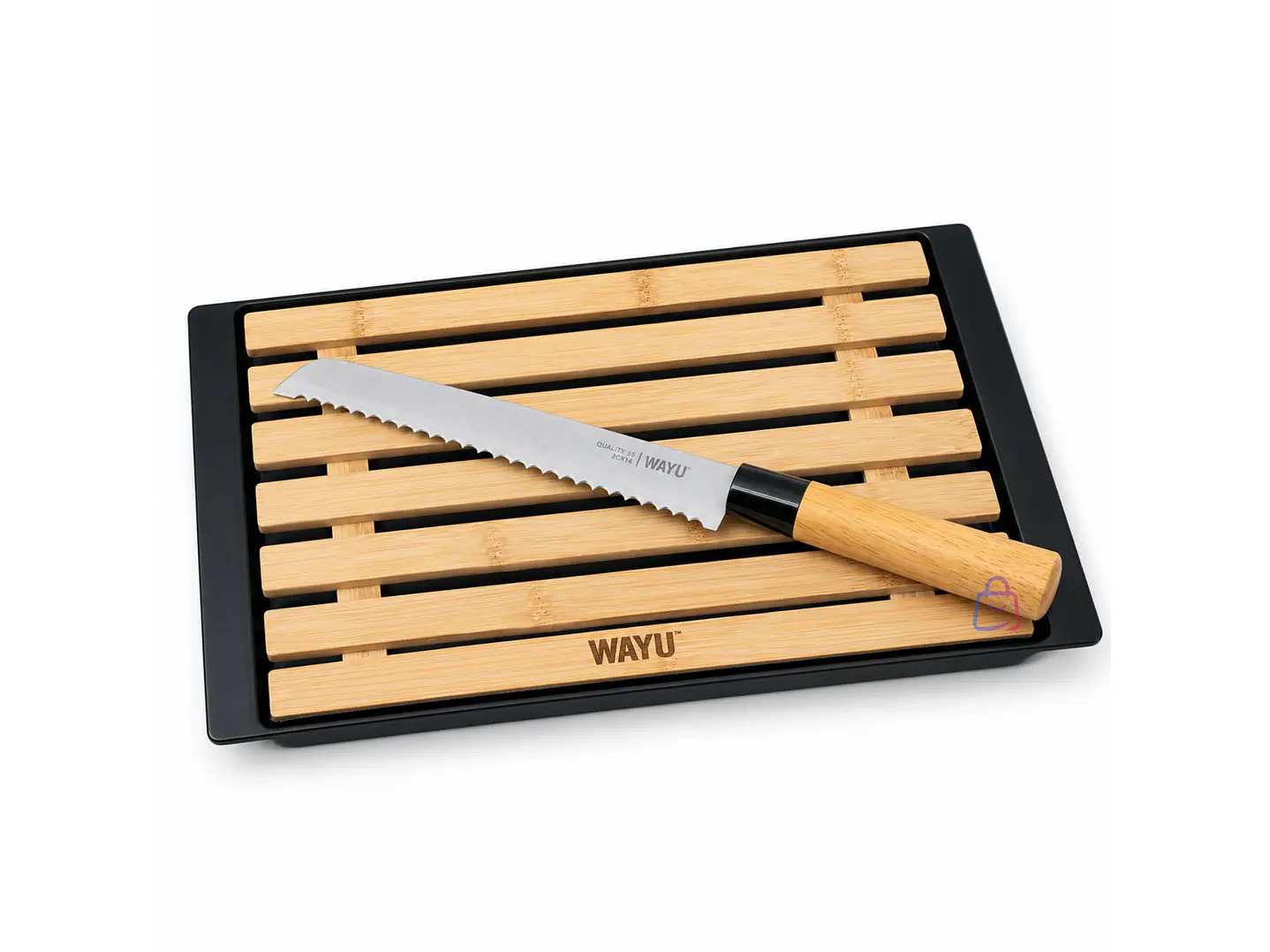 Tabla Para Pan Bambú Con Cuchillo Bandeja Migas - PS 1