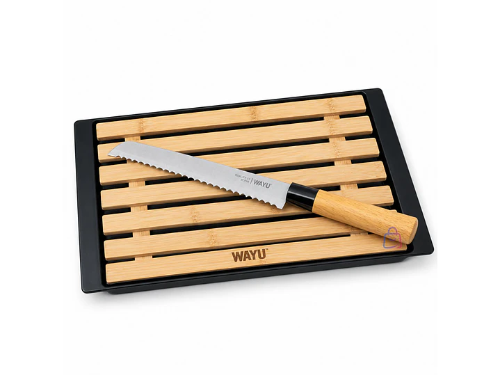 Tabla Para Pan Bambú Con Cuchillo Bandeja Migas - PS 1