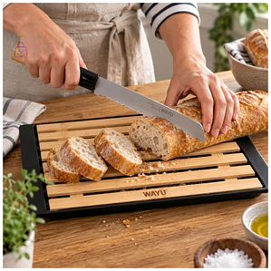 Tabla Para Pan Bambú Con Cuchillo Bandeja Migas - PS