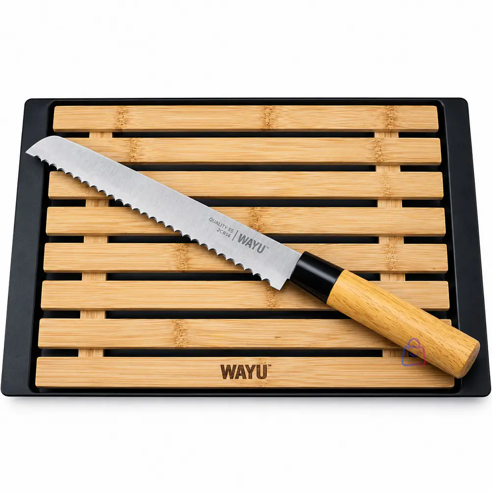 Tabla Para Pan Bambú Con Cuchillo Bandeja Migas - PS 4