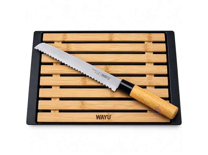 Tabla Para Pan Bambú Con Cuchillo Bandeja Migas - PS 4
