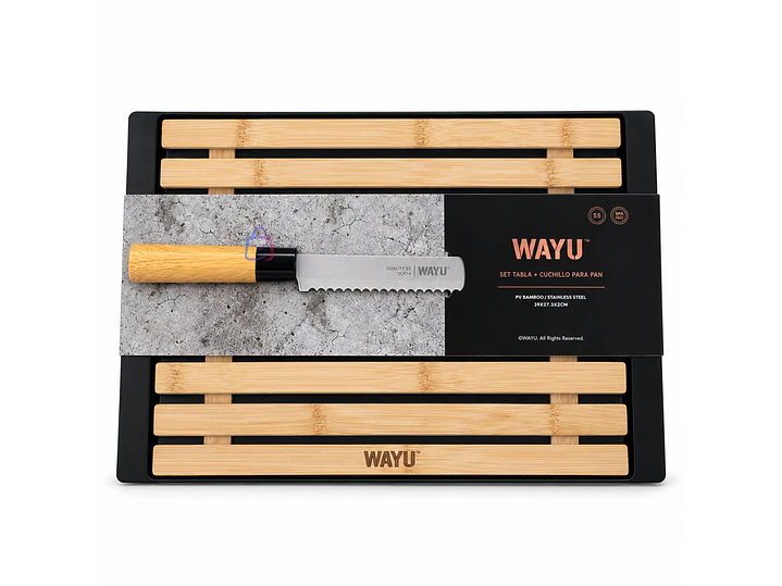 Tabla Para Pan Bambú Con Cuchillo Bandeja Migas - PS 5