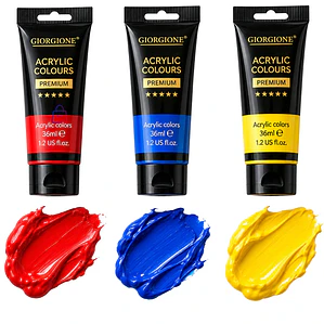 Set Pintura Acrílica 12 Colores 36ml 6 Pinceles Arte - PS