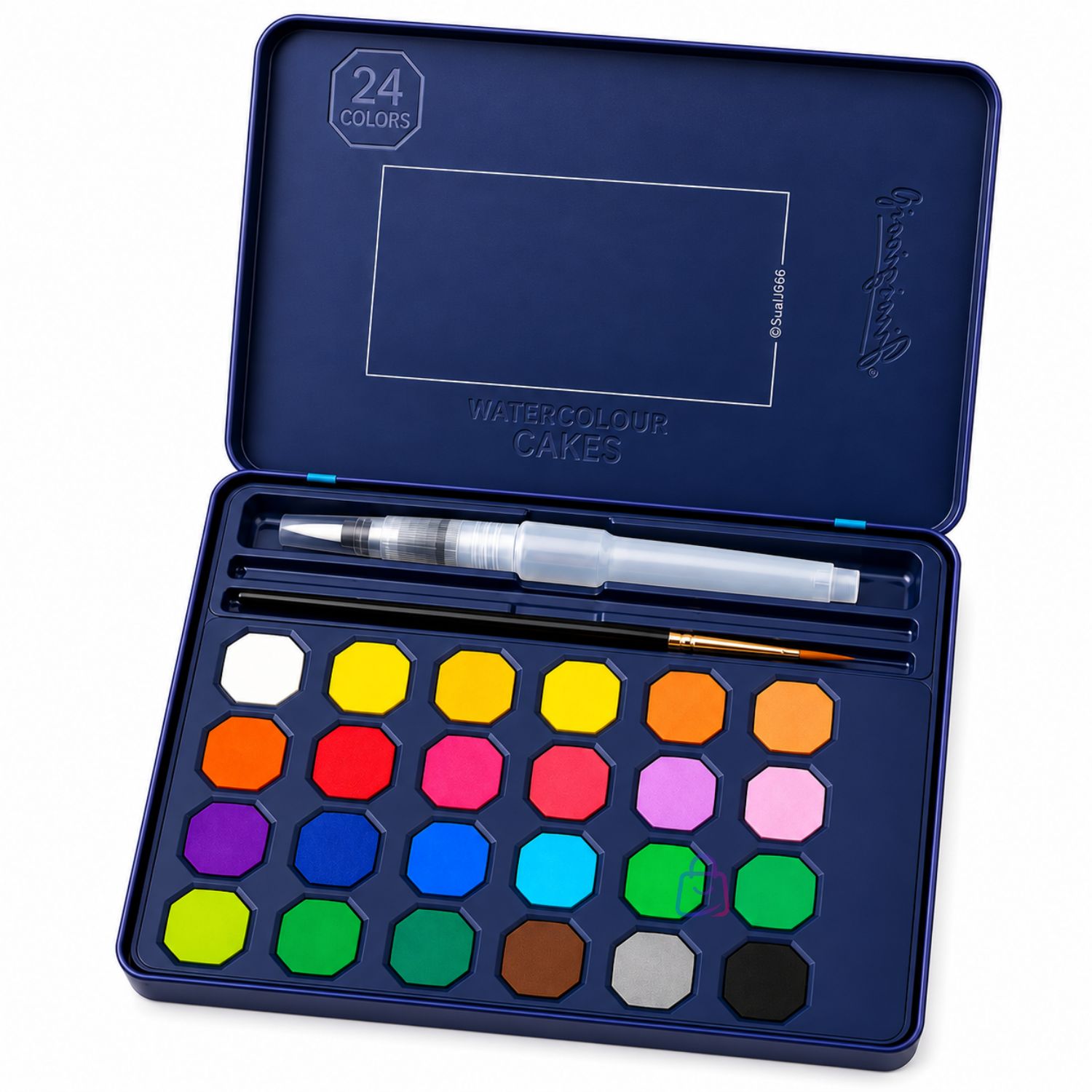 Acuarelas 24 Colores En Pastilla Estuche Pinceles - PS