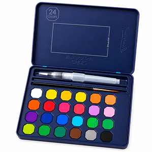 Acuarelas 24 Colores En Pastilla Estuche Pinceles - PS