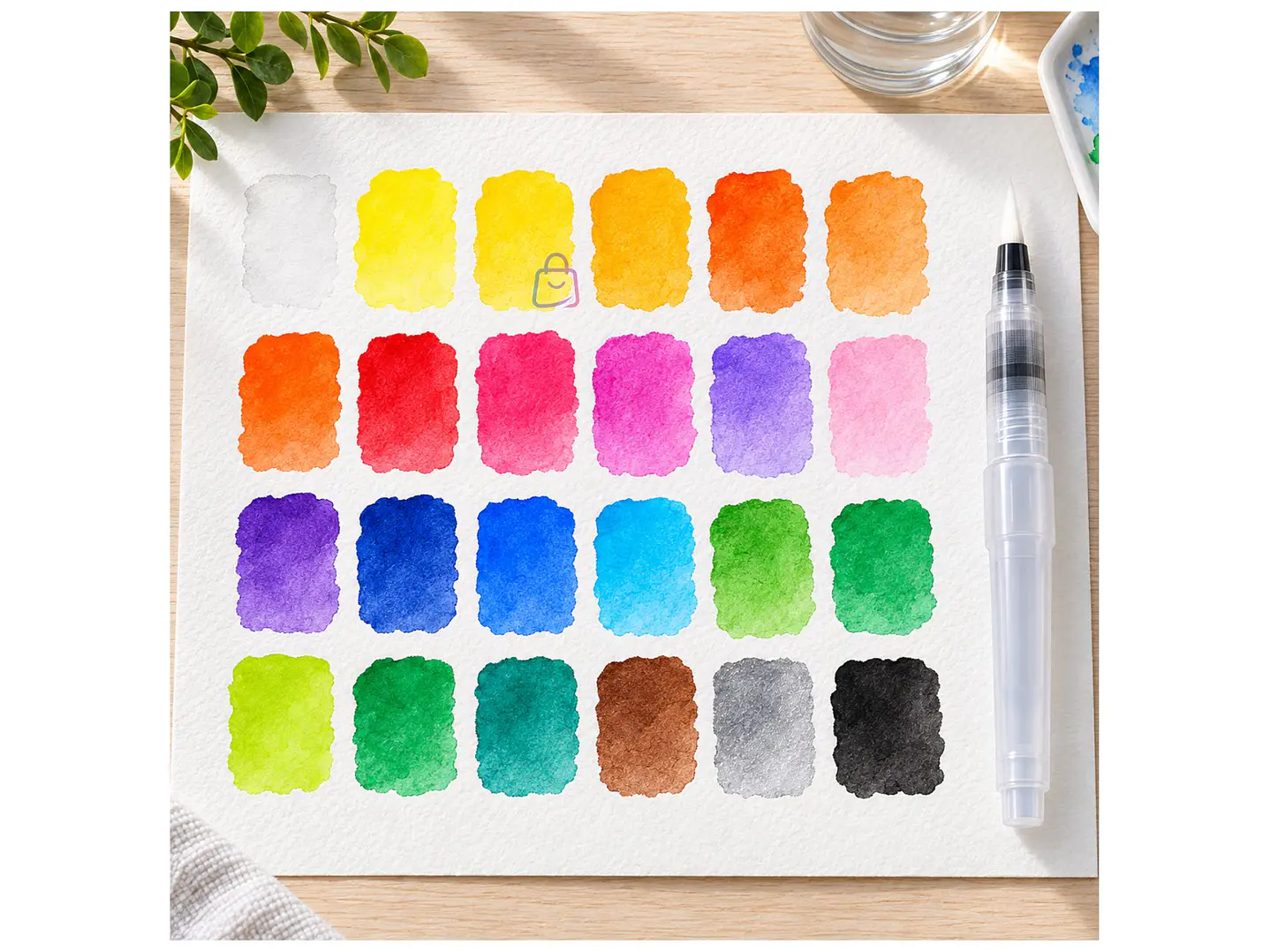 Acuarelas 24 Colores En Pastilla Estuche Pinceles - PS 3
