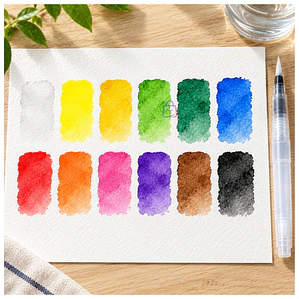 Set Acuarelas 12 Colores Pastilla Estuche Con Pinceles - PS