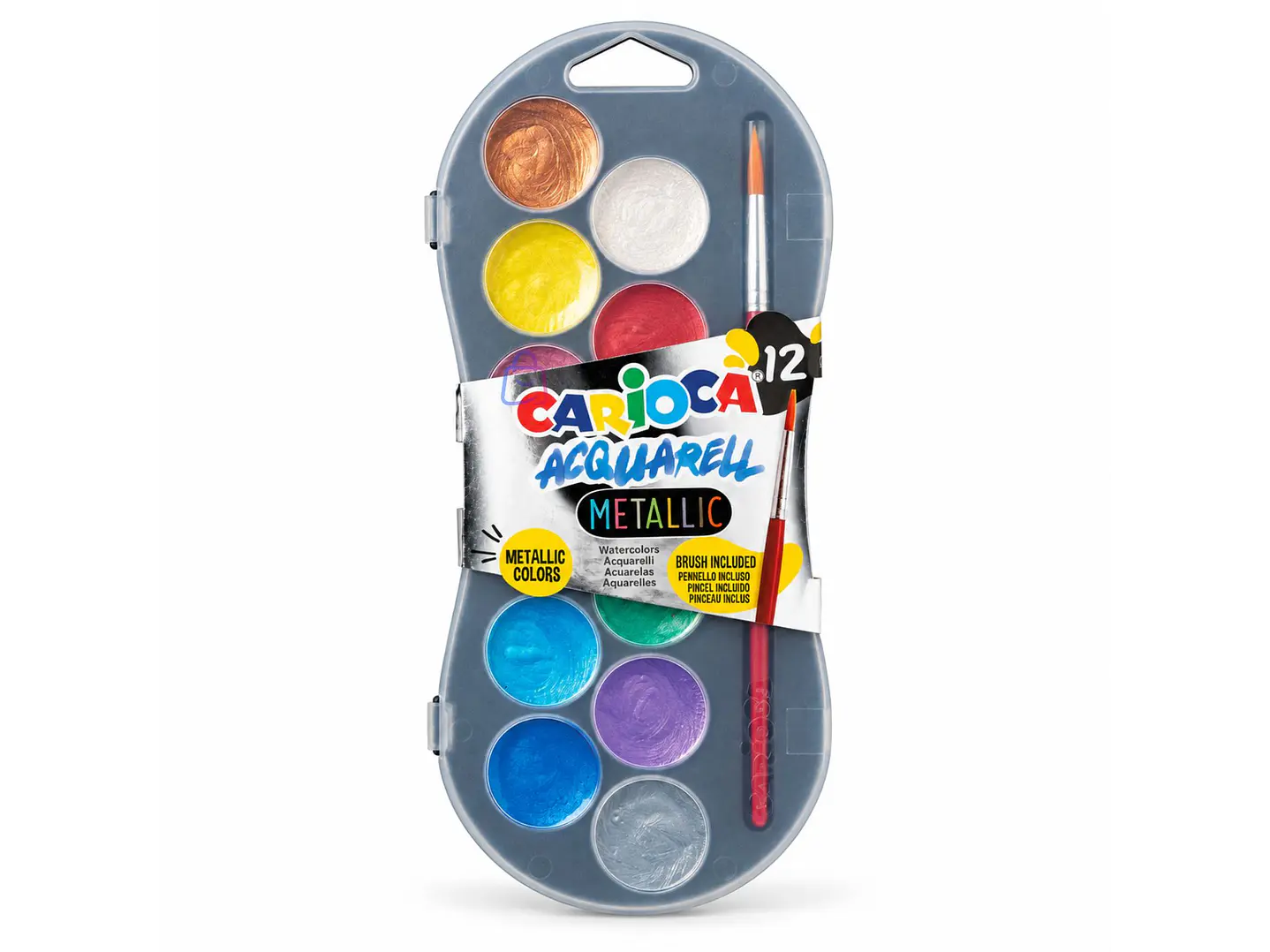 Acuarelas Metálicas Carioca Kids 12 Colores Pincel - PS 4