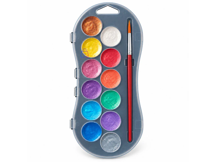 Acuarelas Metálicas Carioca Kids 12 Colores Pincel - PS 1