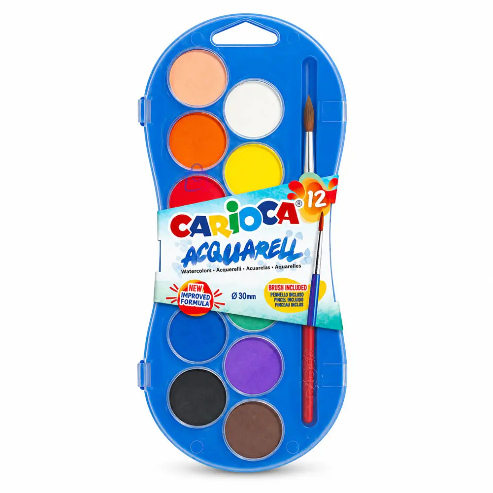 Acuarelas Carioca Kids 12 Colores 30mm Con Pincel - PS 4
