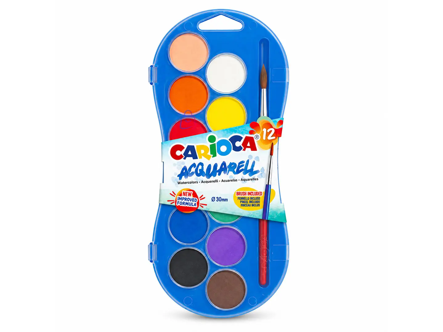 Acuarelas Carioca Kids 12 Colores 30mm Con Pincel - PS 4