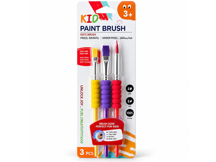 Set 3 Pinceles Infantiles Ergonómicos Para Pintar - PS 4