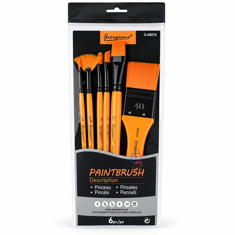 Set 6 Pinceles Para Acrílico Óleo Acuarela - PS 4