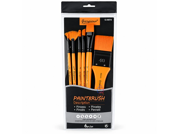 Set 6 Pinceles Para Acrílico Óleo Acuarela - PS 4