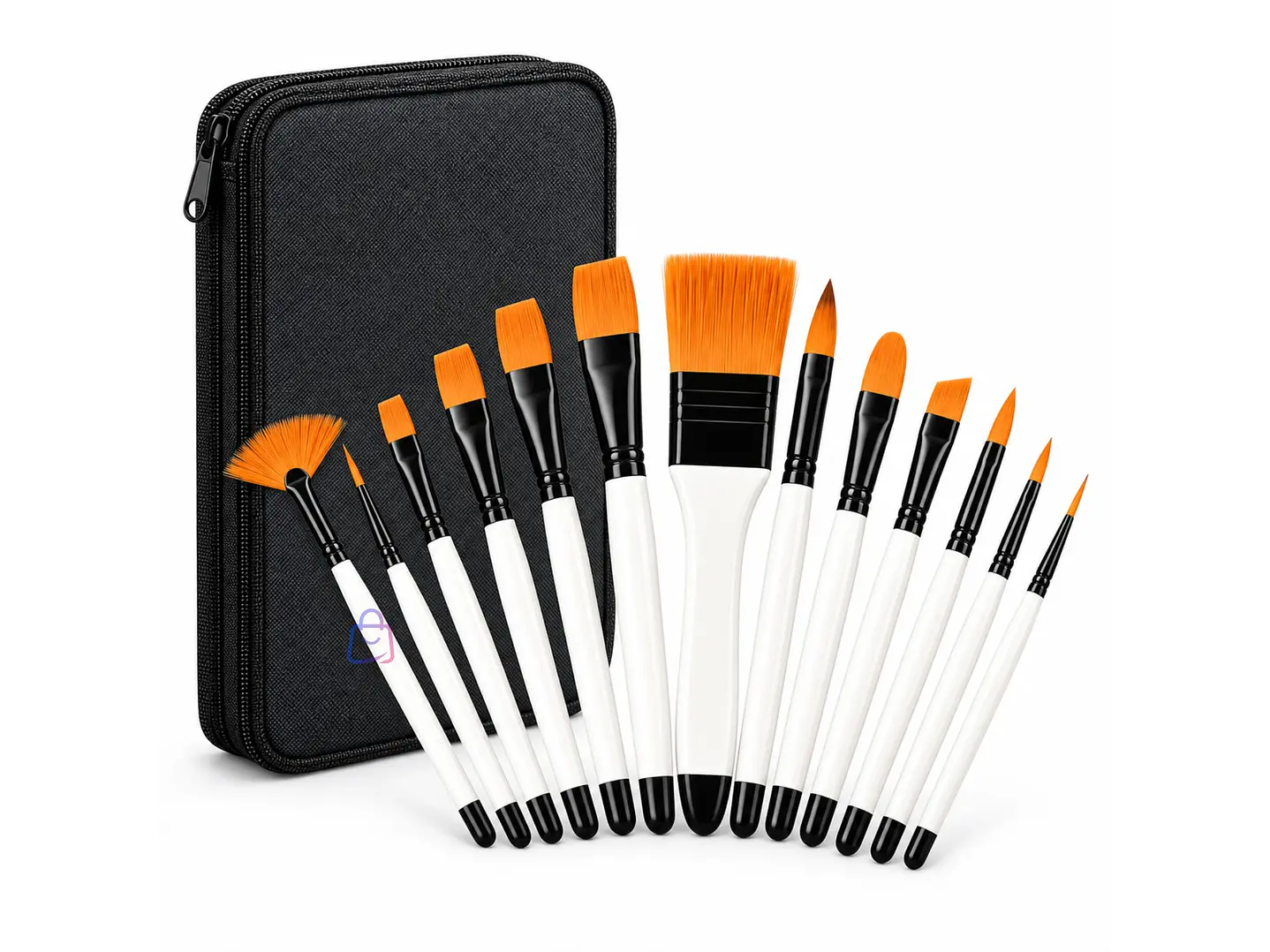 Set 12 Piezas 11 Pinceles Acrílico Óleo Acuarela Bolso - PS 4
