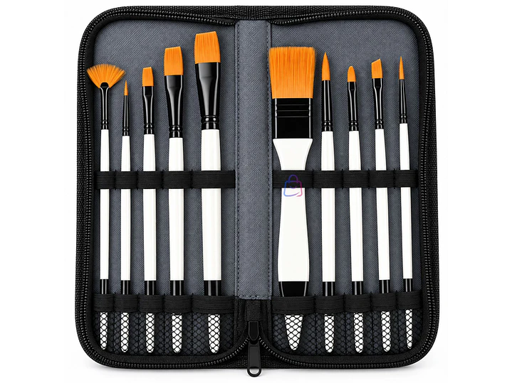 Set 12 Piezas 11 Pinceles Acrílico Óleo Acuarela Bolso - PS 1