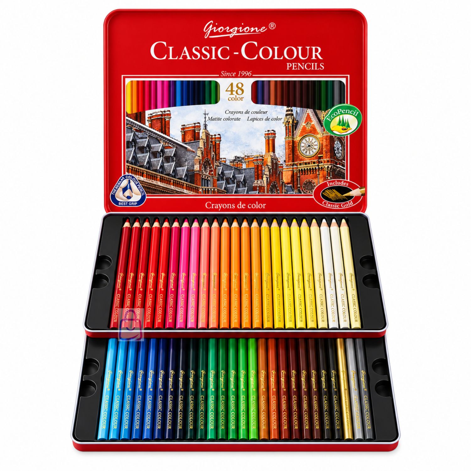 Lápices De Colores 48 Caja Metálica Con Dorado - PS
