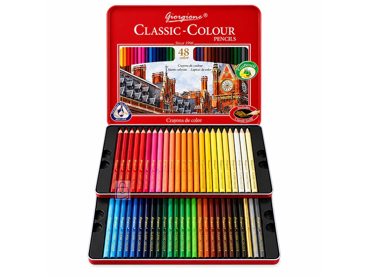 Lápices De Colores 48 Caja Metálica Con Dorado - PS 1